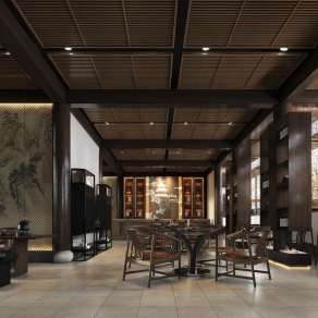 新中式餐厅3D模型下载